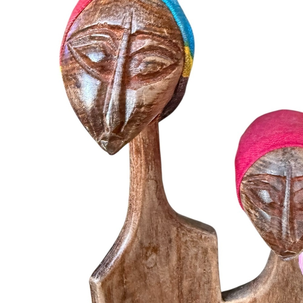 Hand Carved African Women Wood Sculpture Pencil Holder Folk Art Mozambique Style - Picture 12 of 14